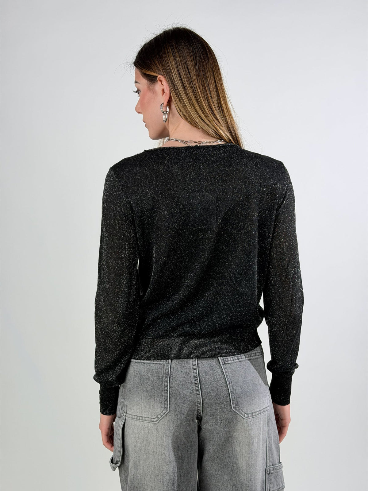 Jersey de cuello redondo lúrex