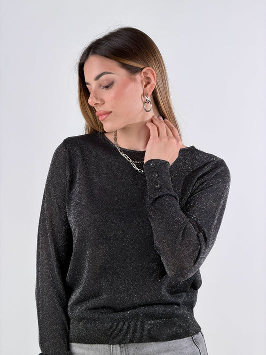 Jersey de cuello redondo lúrex