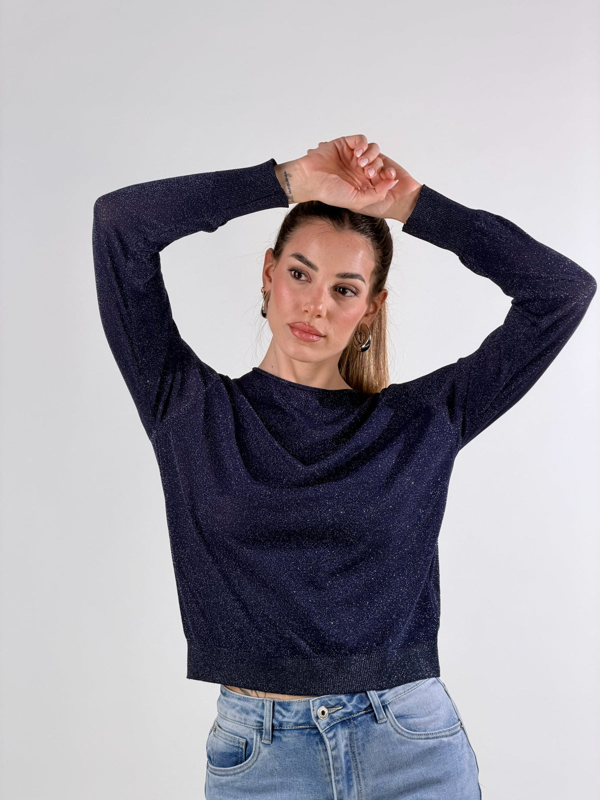 Jersey de cuello redondo lúrex