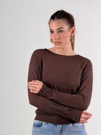 Jersey de cuello redondo lúrex