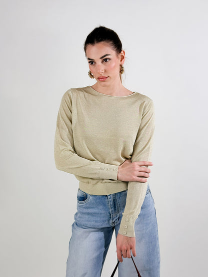 Jersey de cuello redondo lúrex