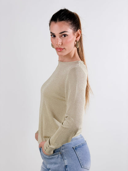 Jersey de cuello redondo lúrex