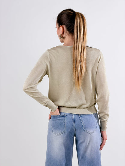 Jersey de cuello redondo lúrex