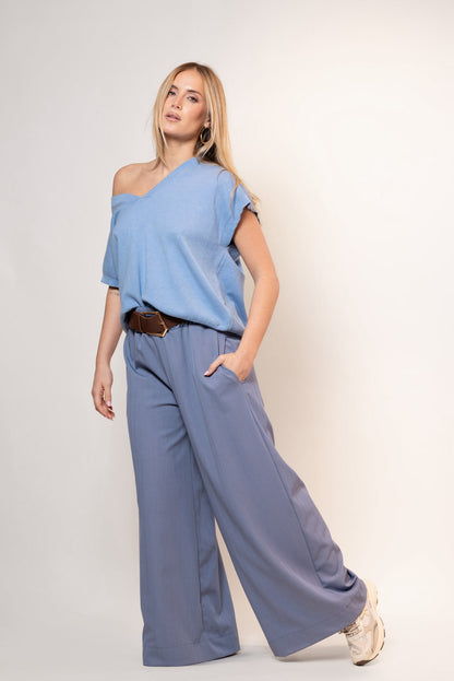 Pantalón palazzo con cinturón