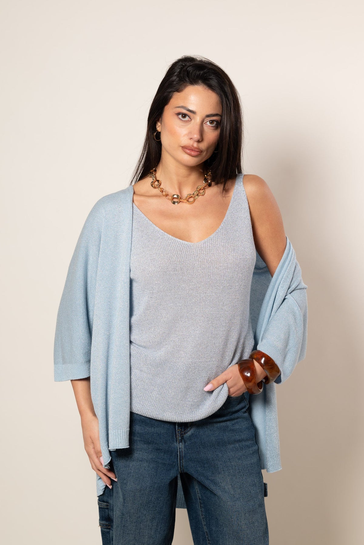 Cárdigan kimono lúrex