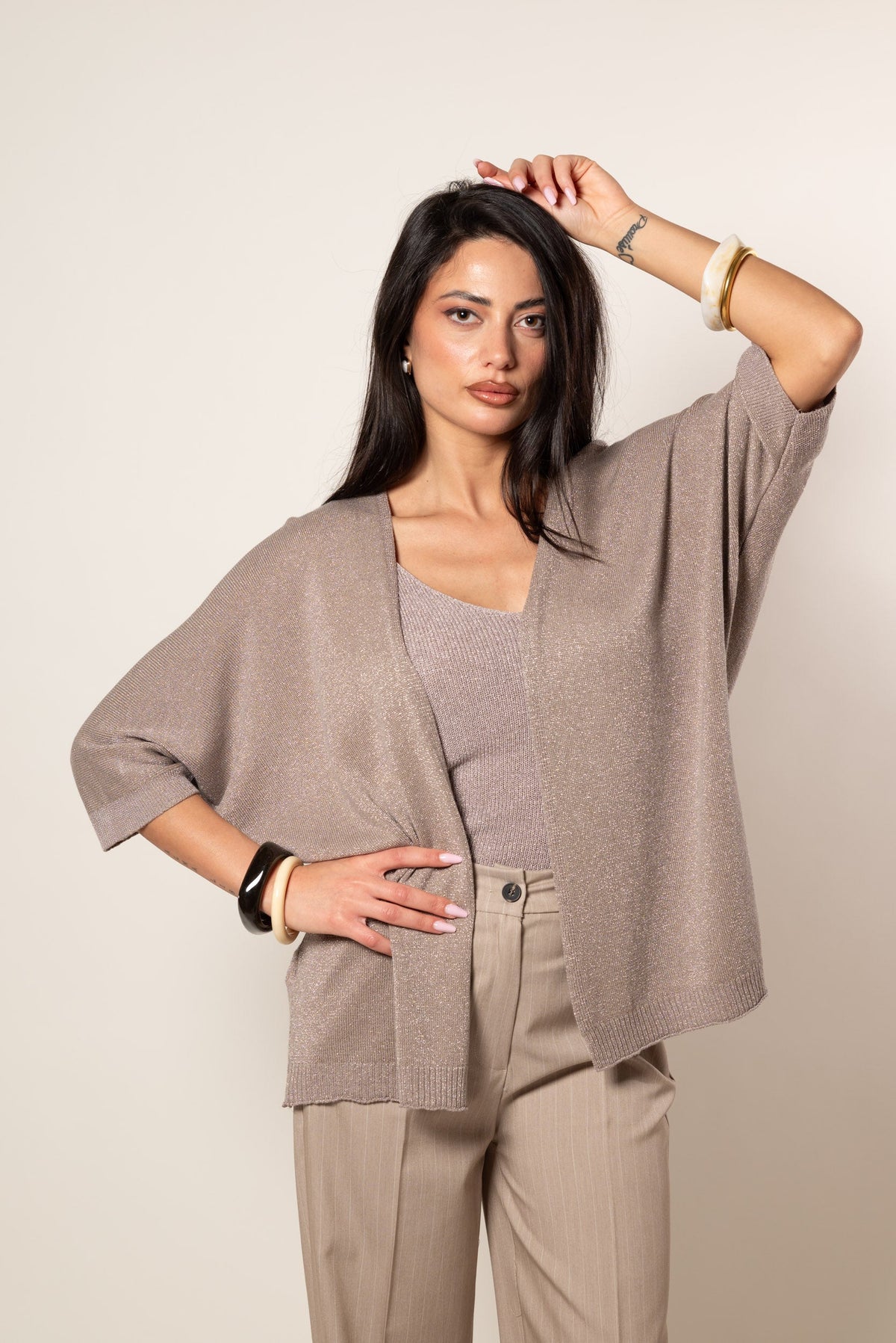 Cárdigan kimono lúrex