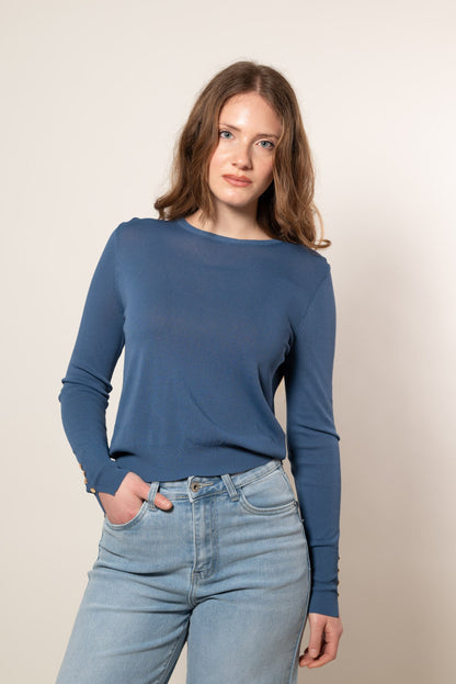 Jersey cuello redondo con botones