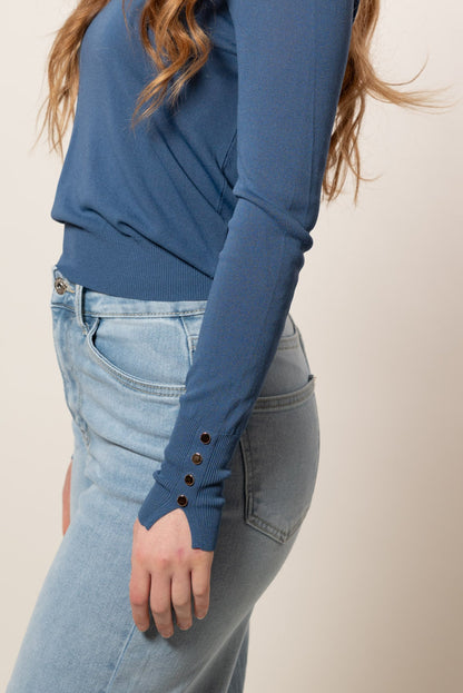 Jersey cuello redondo con botones
