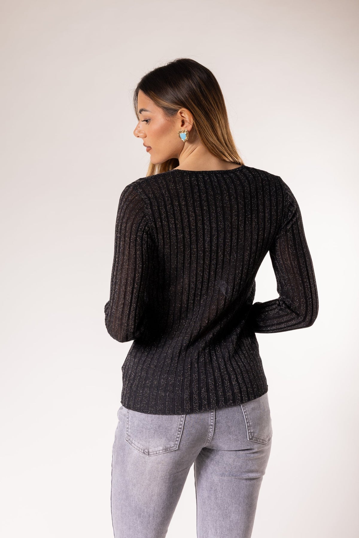 Jersey de canalé con escote en V