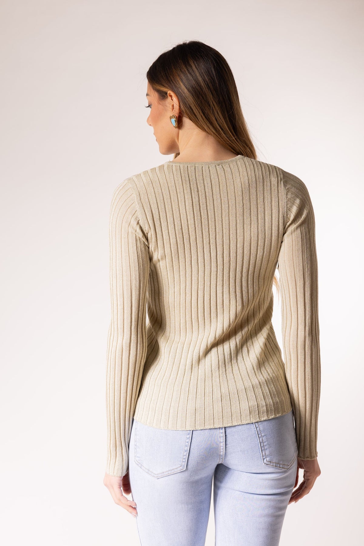 Jersey de canalé con escote en V