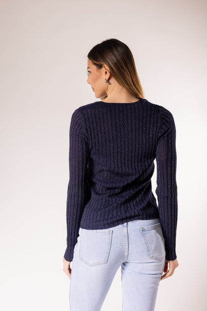 Jersey de canalé con escote en V
