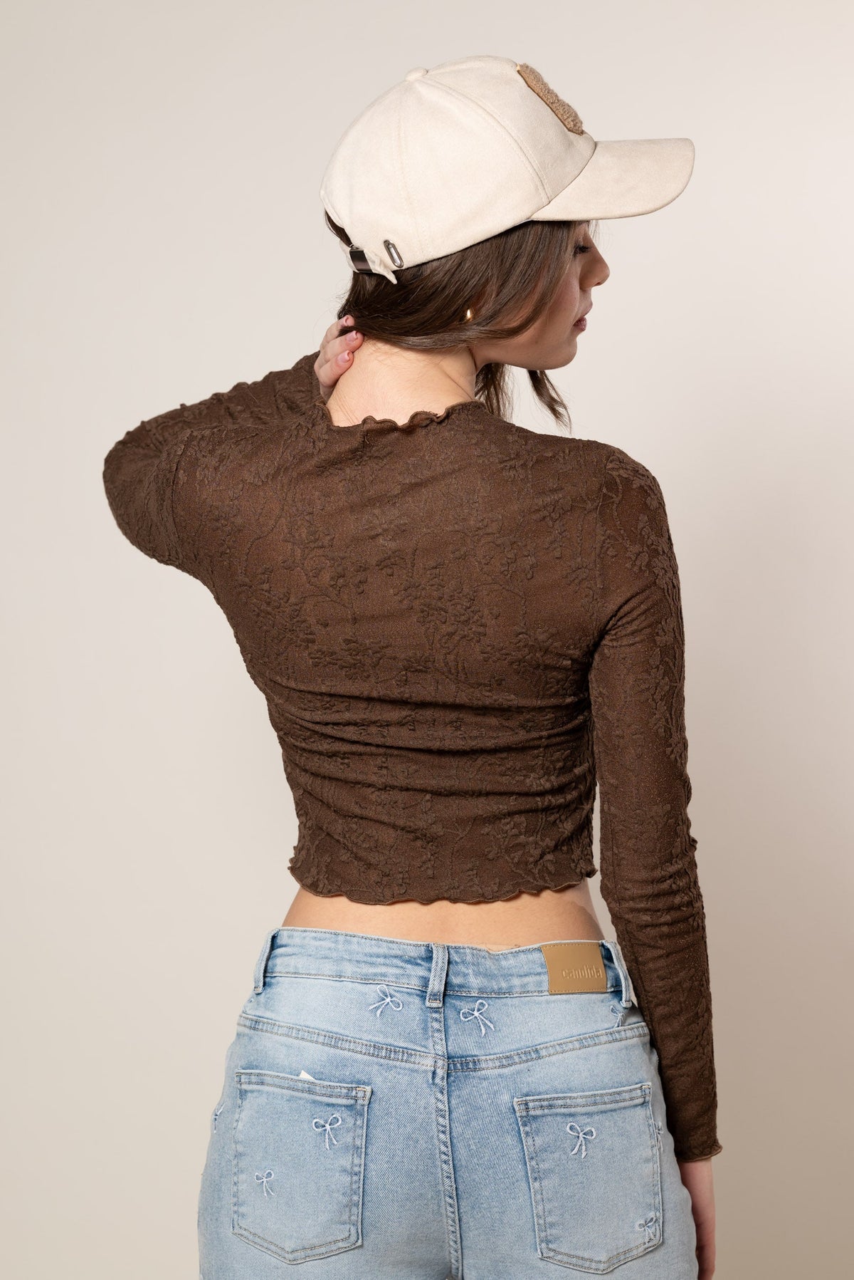 Jersey crop de encaje