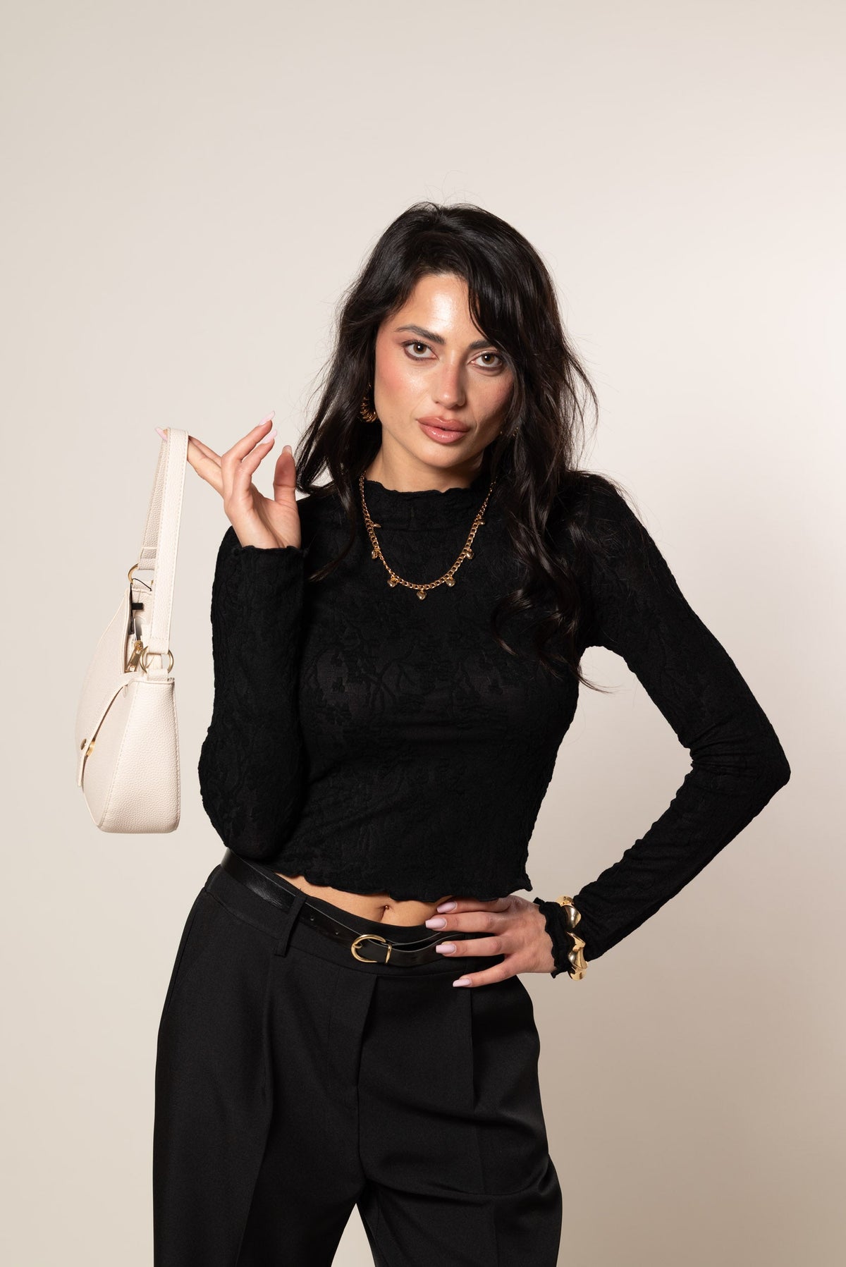 Jersey crop de encaje