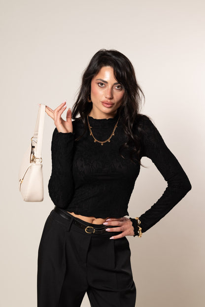 Jersey crop de encaje