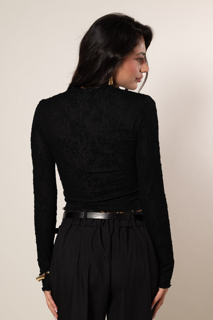 Jersey crop de encaje
