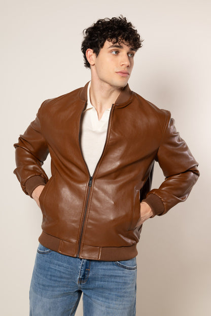 Cazadora bomber efecto piel