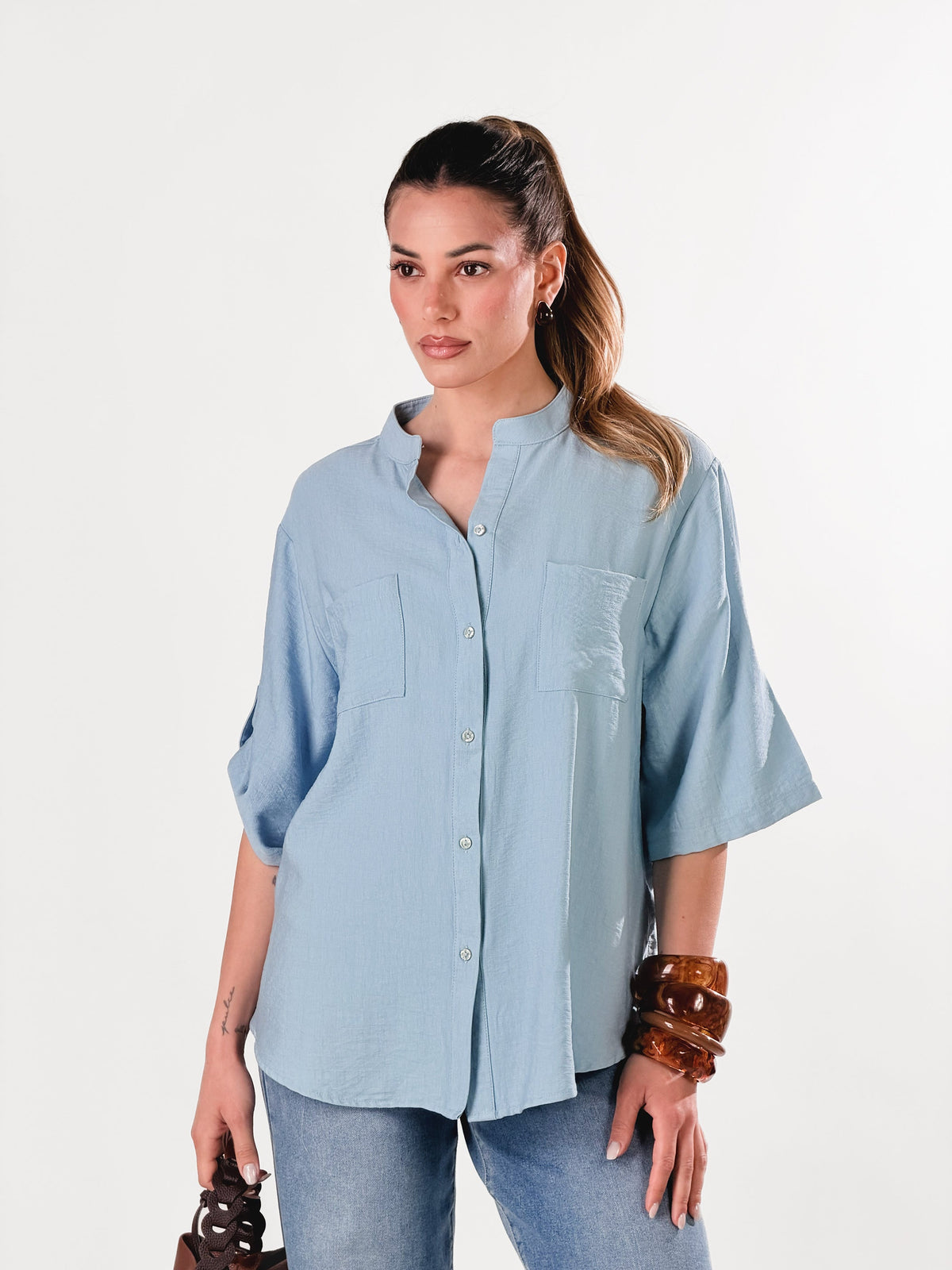 Camisa coreana efecto lino