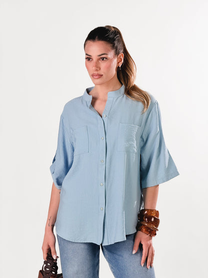 Camisa coreana efecto lino