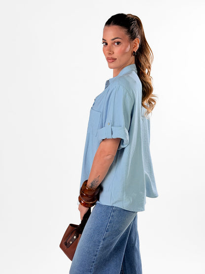 Camisa coreana efecto lino