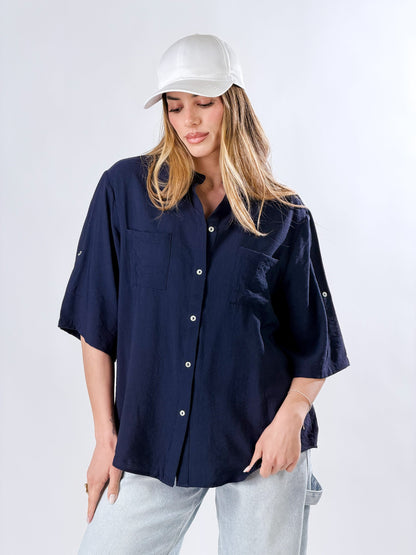 Camisa coreana efecto lino
