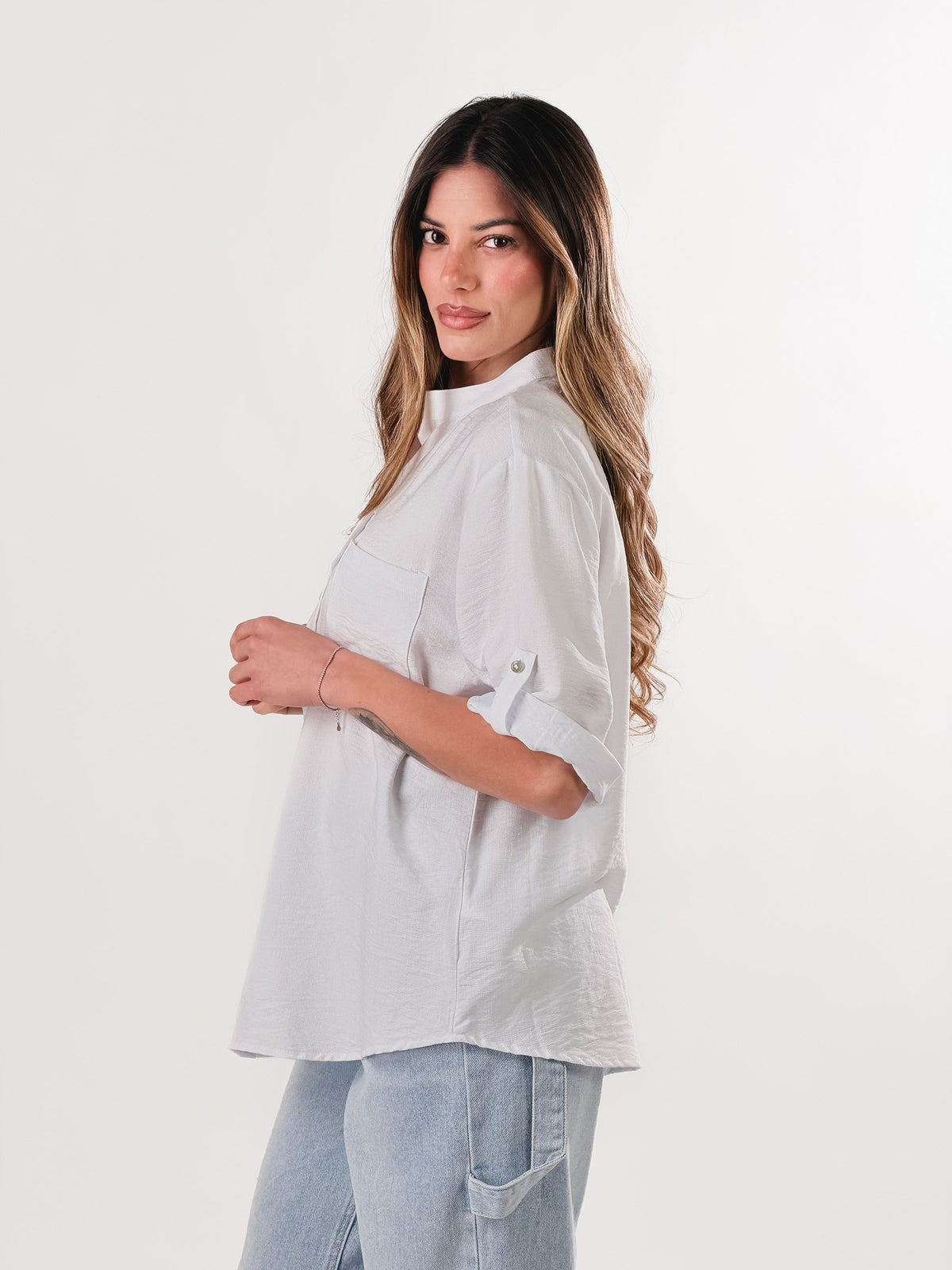 Camisa coreana efecto lino