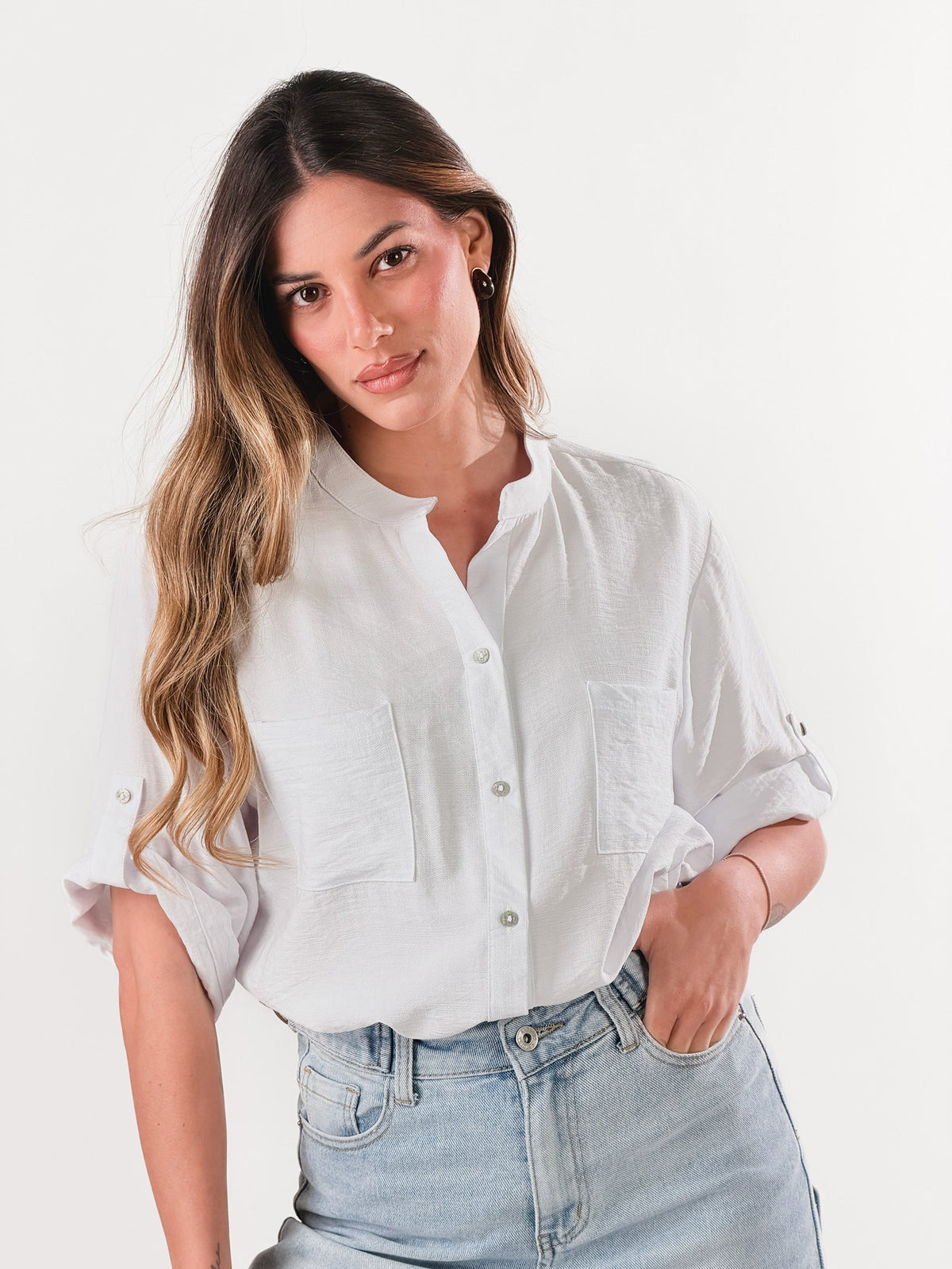 Camisa coreana efecto lino
