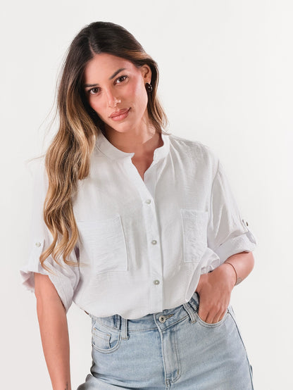 Camisa coreana efecto lino