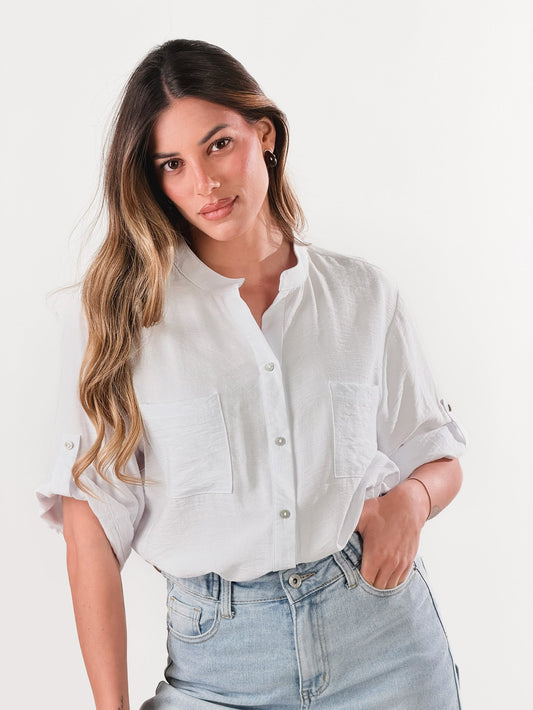 Camisa coreana efecto lino
