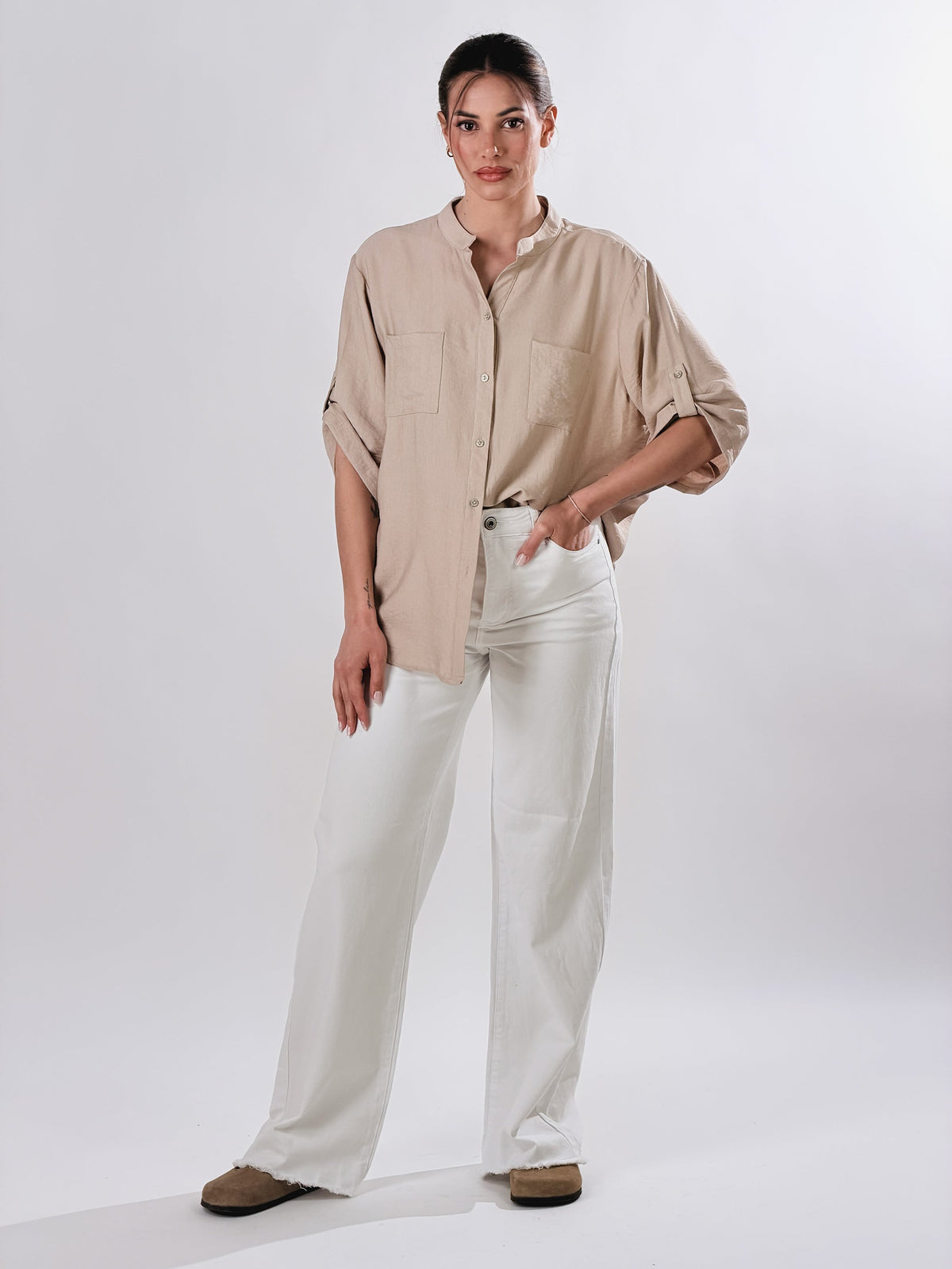 Camisa coreana efecto lino