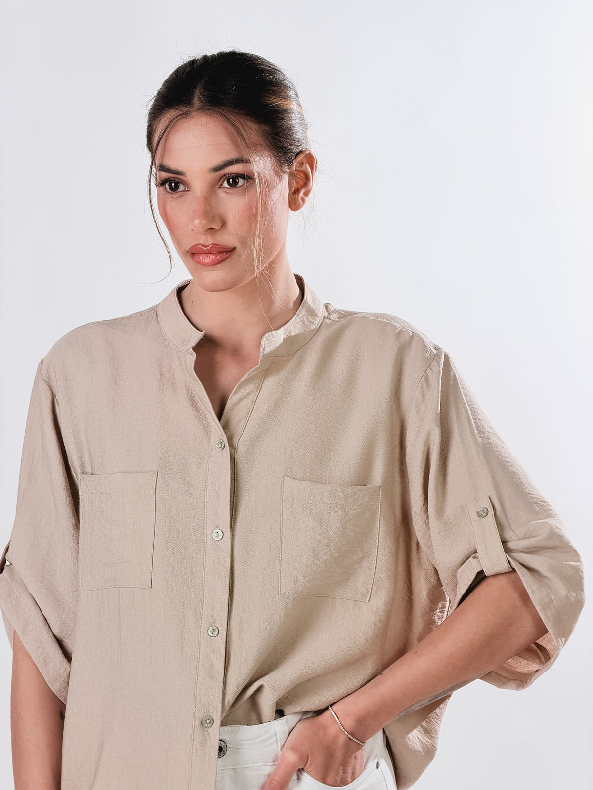 Camisa coreana efecto lino