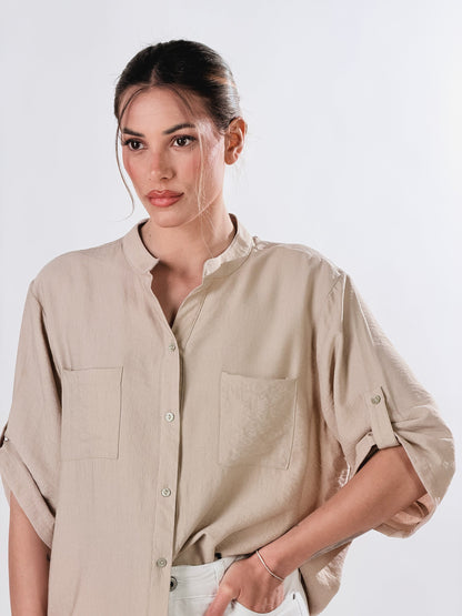 Camisa coreana efecto lino