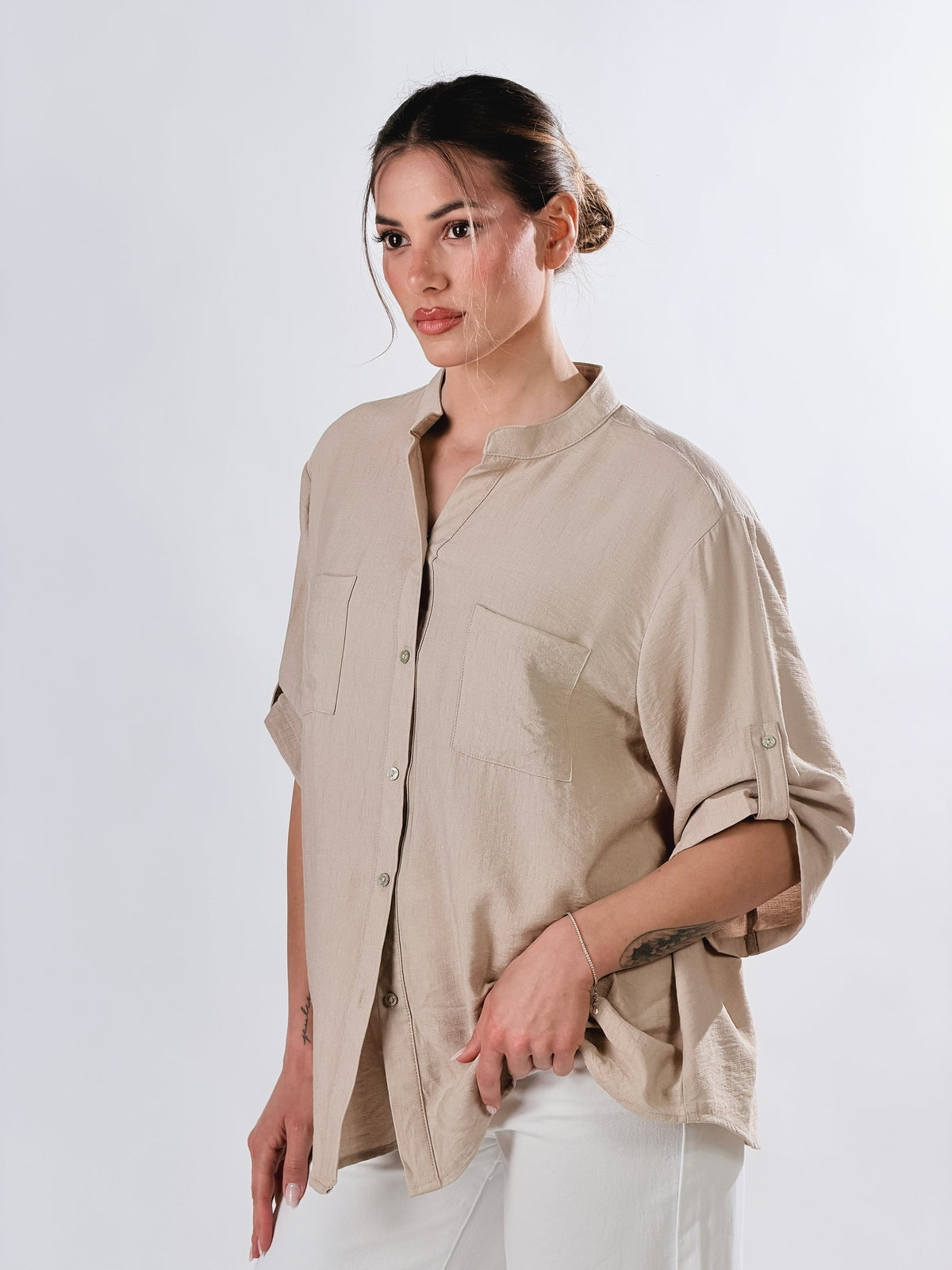 Camisa coreana efecto lino