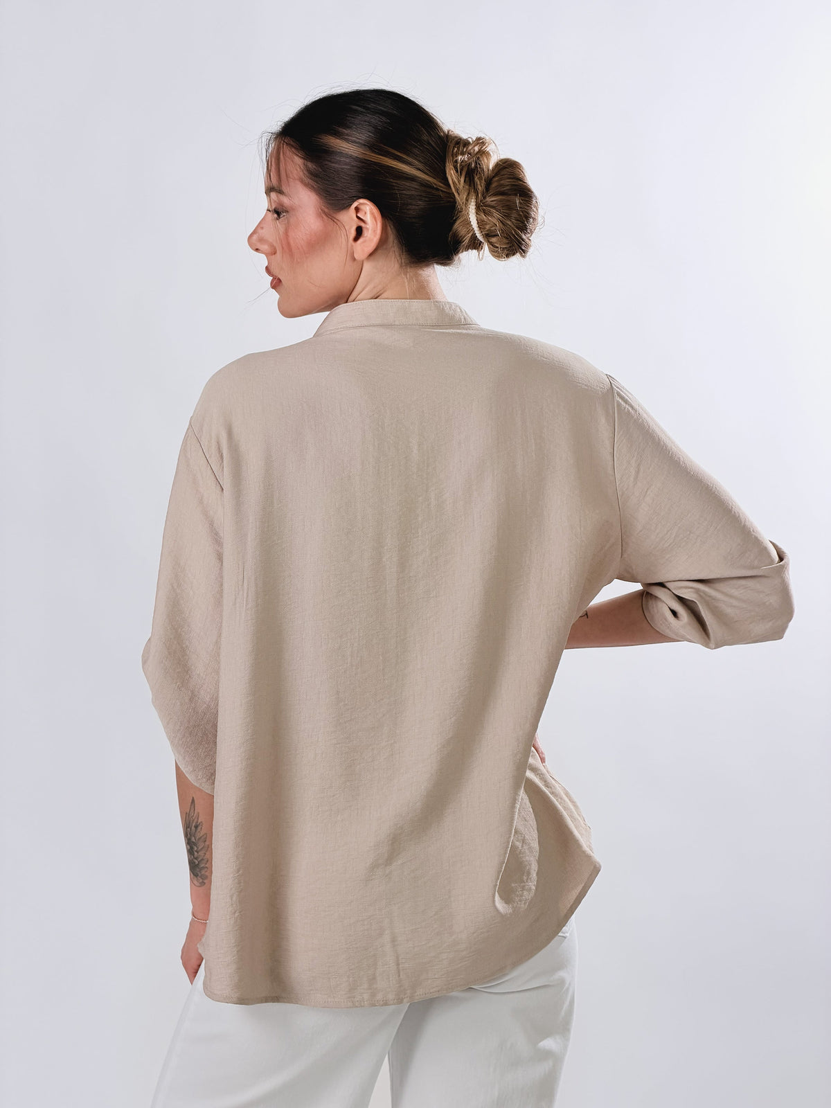 Camisa coreana efecto lino