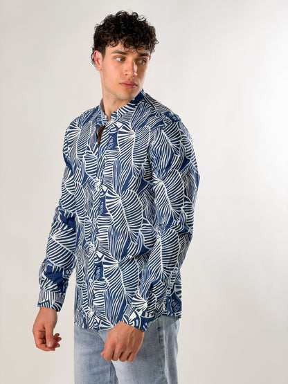 Camisa estampado bordline de hojas