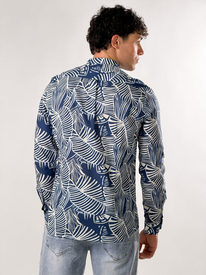 Camisa estampado bordline de hojas