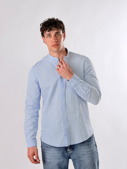 Camisa cuello coreano de micro-cuadros