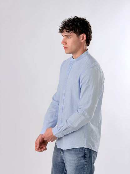 Camisa cuello coreano de micro-cuadros