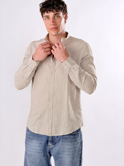 Camisa cuello coreano de micro-cuadros