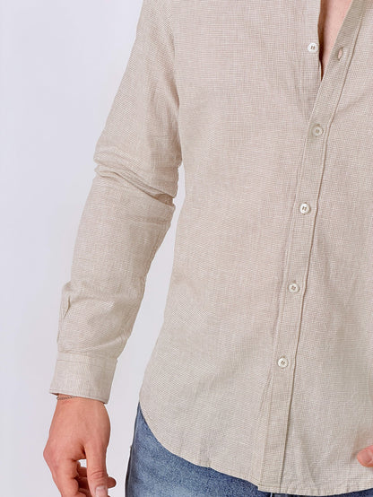 Camisa cuello coreano de micro-cuadros