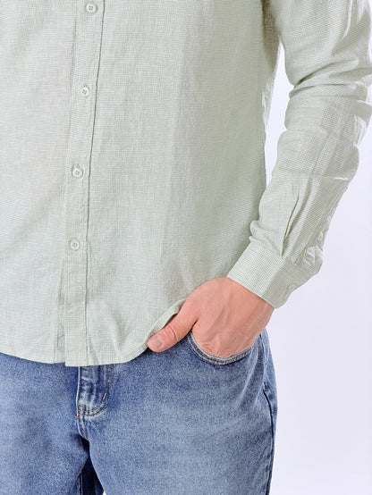 Camisa cuello coreano de micro-cuadros