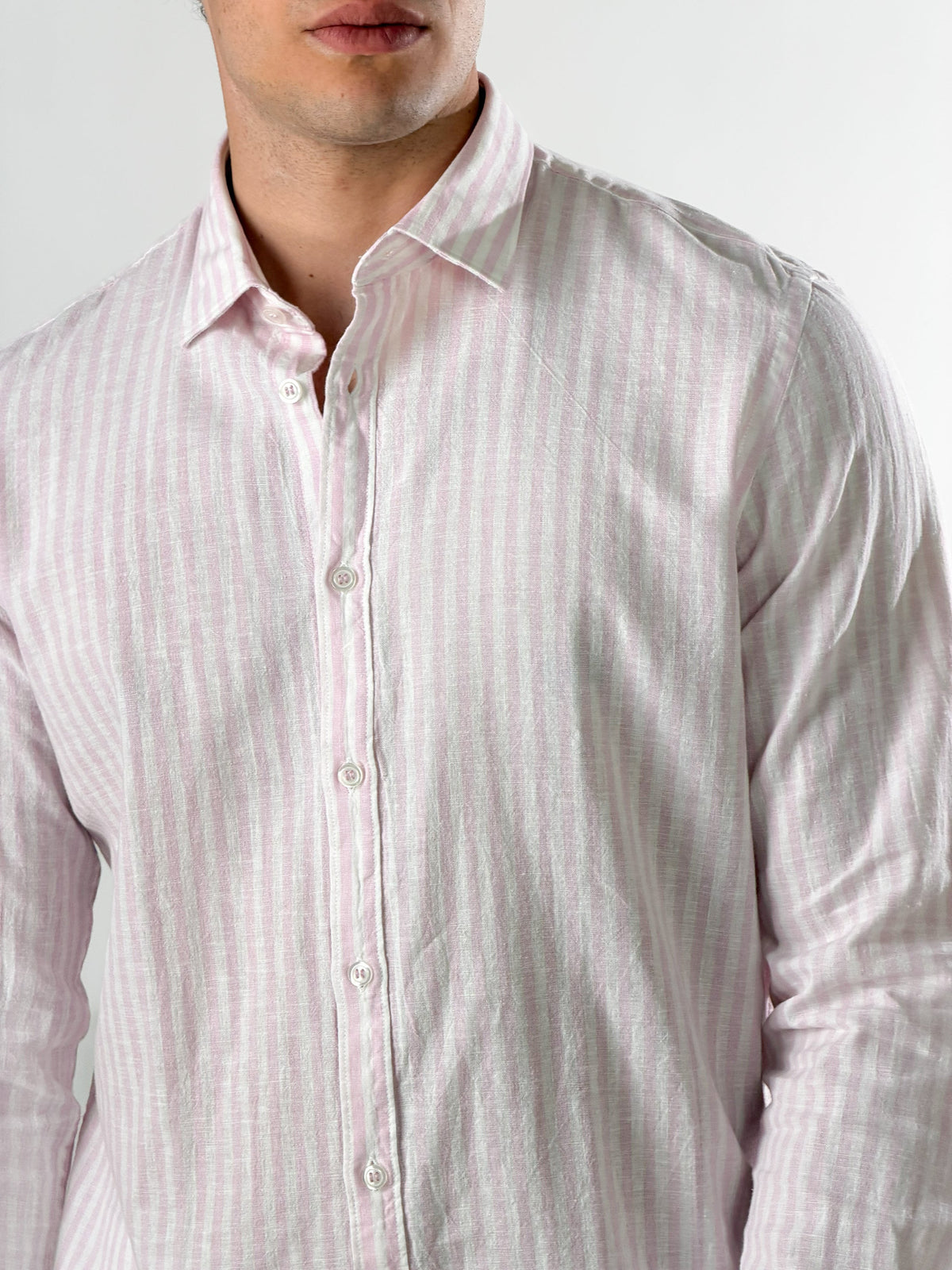 Camisa de rayas grandes mezcla de lino