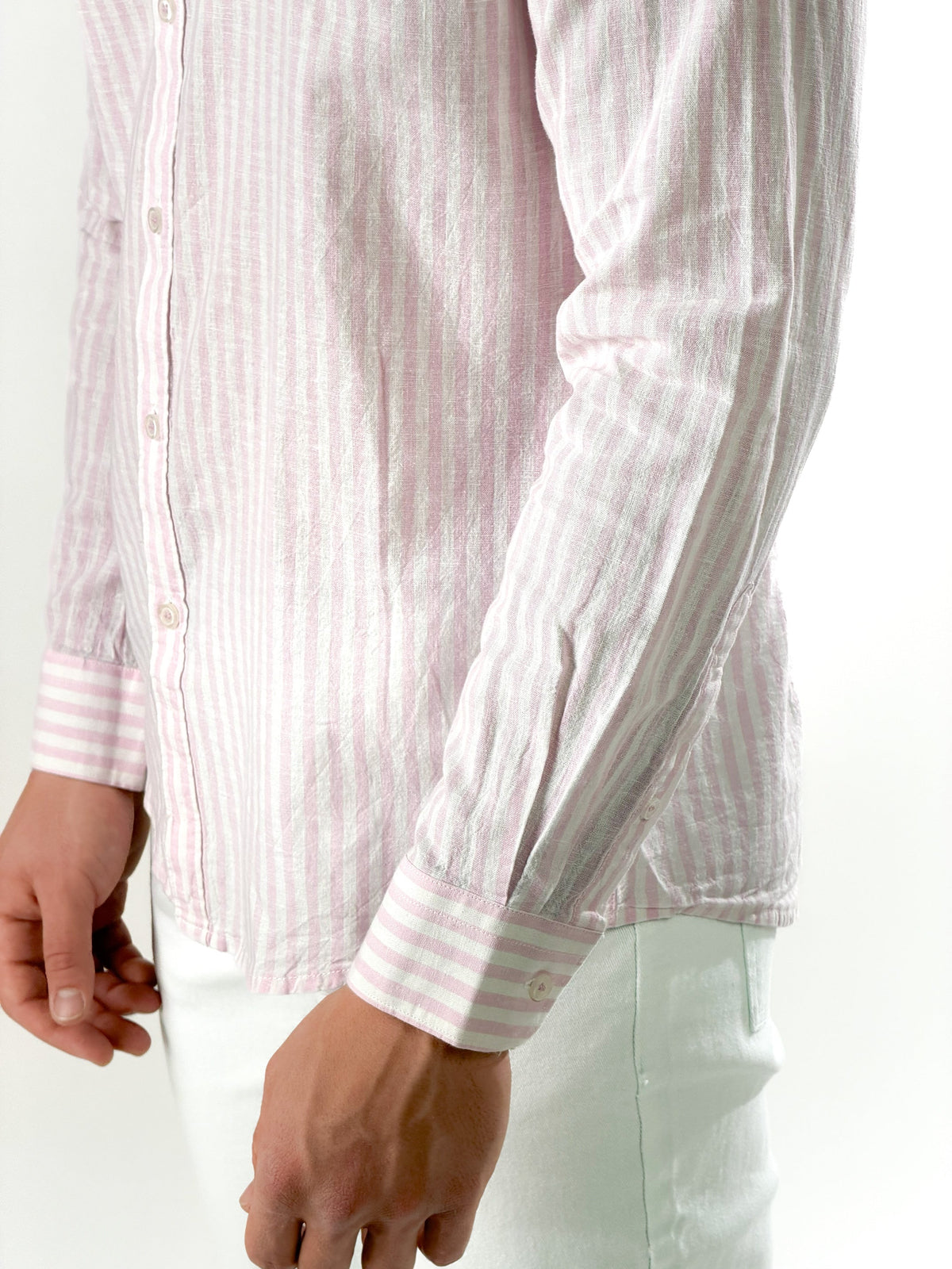 Camisa de rayas grandes mezcla de lino