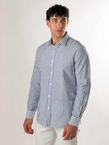 Camisa de rayas grandes mezcla de lino
