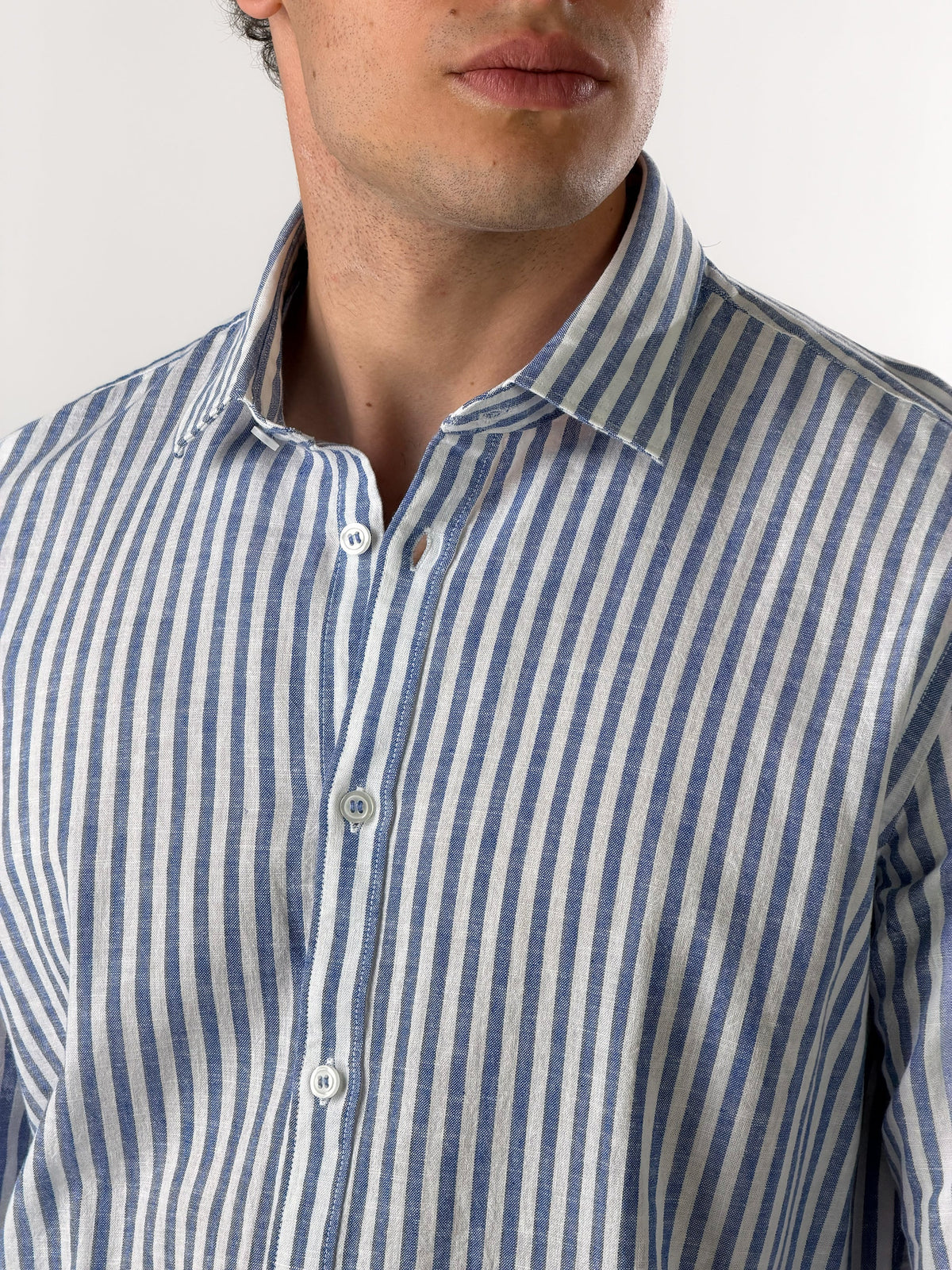 Camisa de rayas grandes mezcla de lino