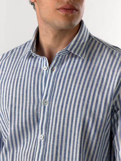 Camisa de rayas grandes mezcla de lino