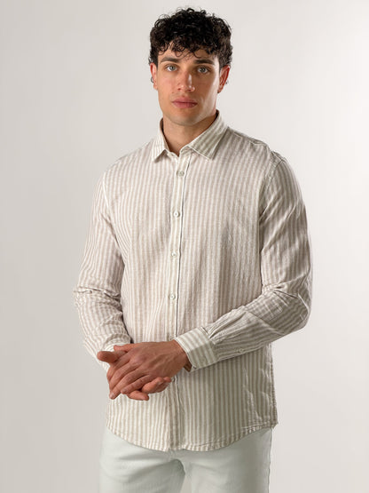 Camisa de rayas grandes mezcla de lino