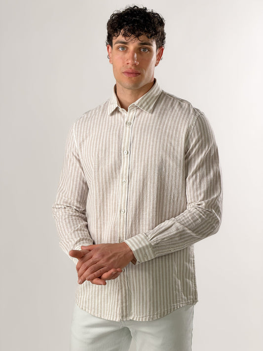 Camisa de rayas grandes mezcla de lino