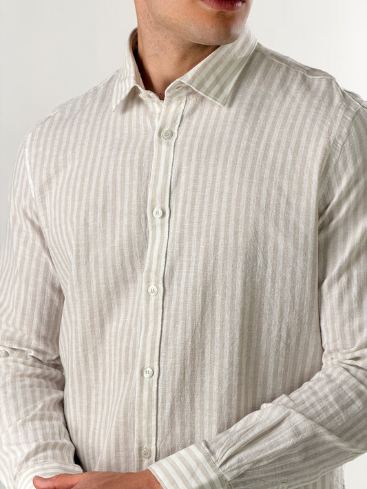 Camisa de rayas grandes mezcla de lino