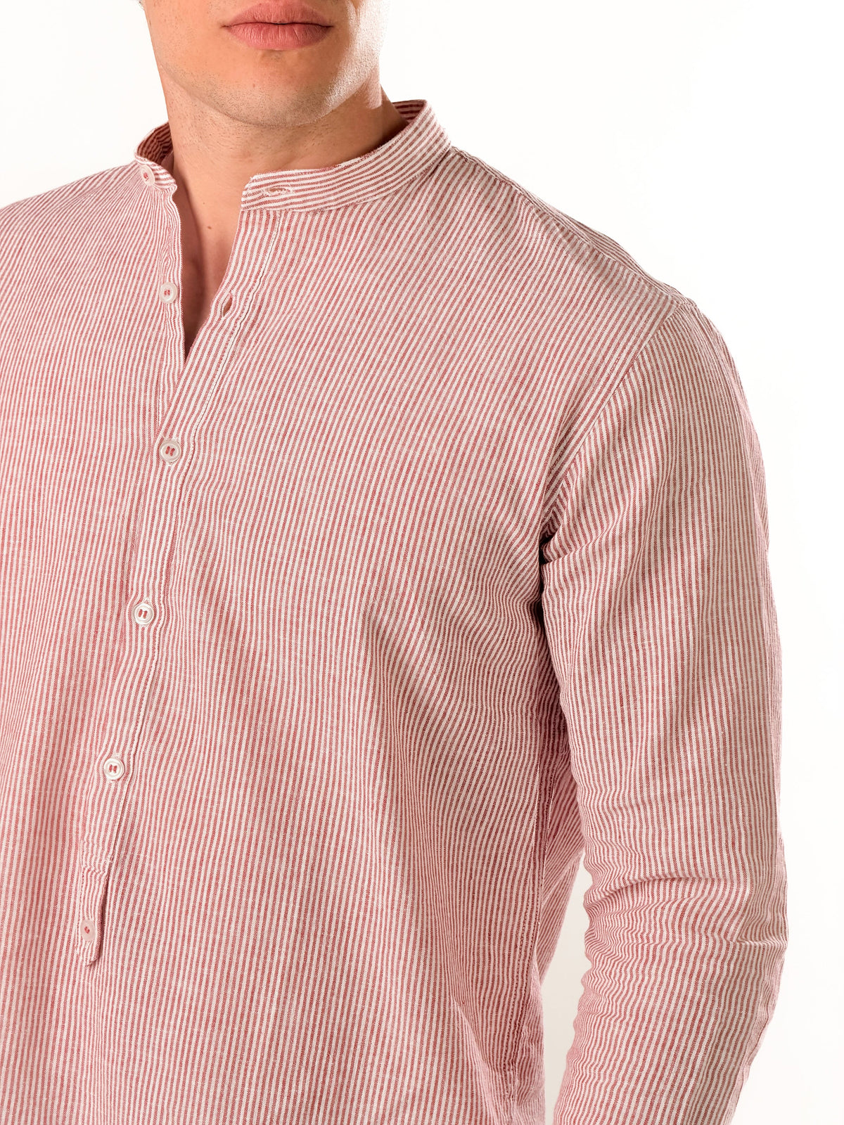Camisa Serafino de micro-rayas