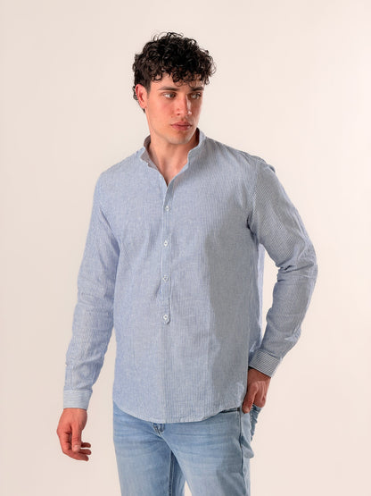 Camisa Serafino de micro-rayas